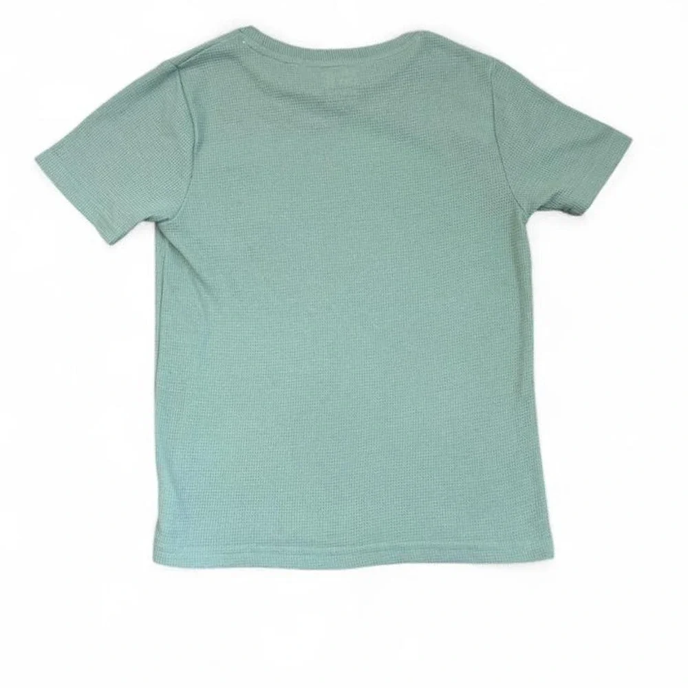 Sleep On It Boys Girls Sage Green Waffle Knit PJ Pajama T-Shirt Pocket M 8/10